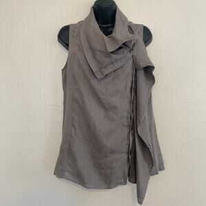 Stella Carakasi Command Attention Vest Tank Top Womens Sz Small 100% Linen